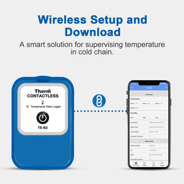 TE-B2 Bluetooth Temperature Data Logger, Auto PDF CSV Report, Compare Multi-Devices Data, Monitor Cold & Frozen Storage